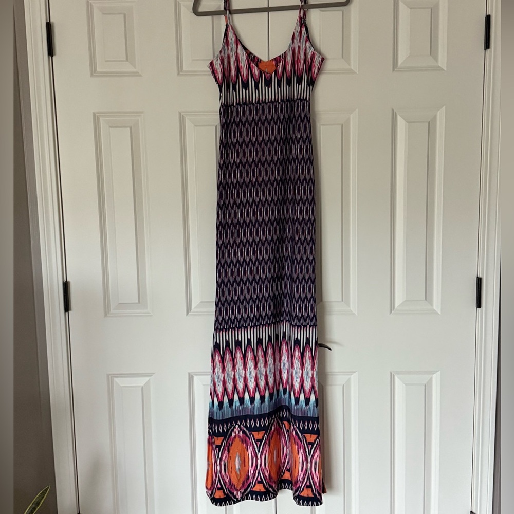 White Mark Purple and Pink Patterned Maxi Dress